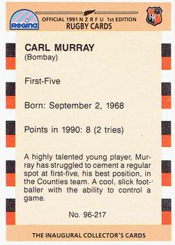 1991 Regina NZRFU 1st Edition #96 Carl Murray Back